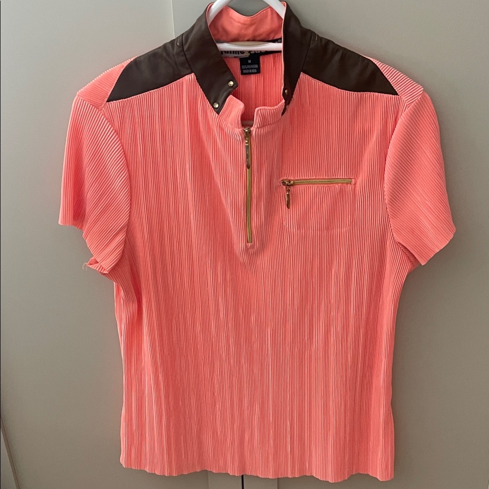 Jamie Sadock Coral Top with Brown Detail